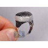 14K White Gold 4.89 ct Black Diamond Womens Heart Ring