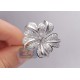 14K White Gold 1.58 ct Diamond Womens Large Flower Ring