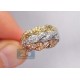 14K Three Tone Gold 0.84 ct Diamond Braided Triple Band Ring