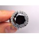 18K White Gold 18.20 ct Black Diamond Womens Engagement Ring