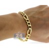 Real 10K Yellow Gold Hollow Figaro Link Mens Bracelet 8mm 8.5"