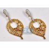 Womens Fancy Yellow Diamond Dangle Earrings 18K Gold 19.77 ct