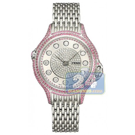 F105037100P4P02 Fendi Precious Pave Crazy Carats Pink Sapphire Watch 38mm