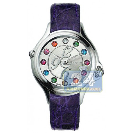 F104026033T05 Fendi Crazy Carats Purple Leather Silver Dial 33mm Watch