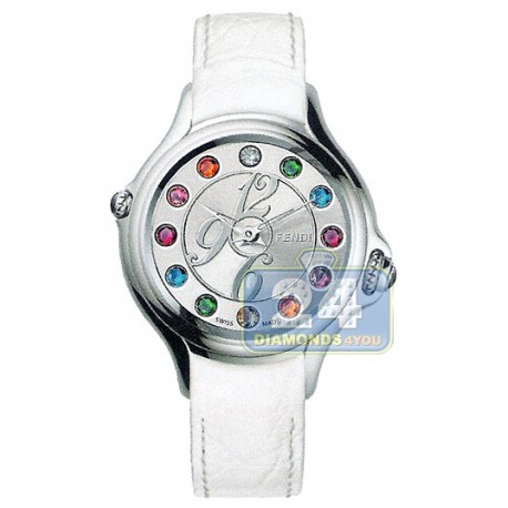 F104026041T05 Fendi Crazy Carats White Leather Watch 33mm