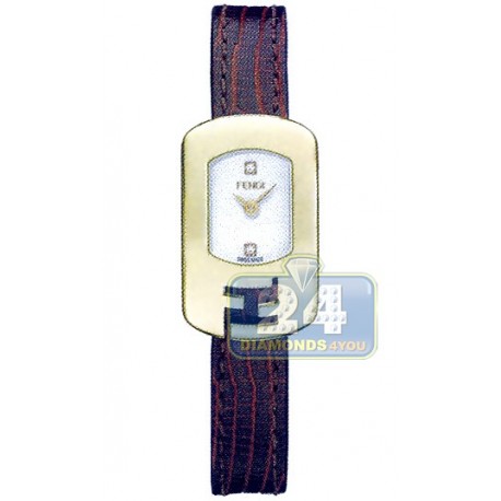 F300424021D1 Fendi Chameleon Brown Strap Womens Gold Watch 18mm