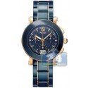 Fendi Blue Ceramic Round Chronograph Rose Gold 38 mm Watch F673130