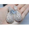 Womens Marquise Diamond Dangle Earrings 18K White Gold 15.80 ct