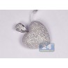 Womens Iced Out Diamond Heart Love Pendant 14K White Gold 4.32ct
