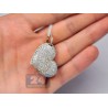 Womens Diamond Pave Heart Love Pendant 14K Yellow Gold 3.20ct