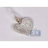 Womens Diamond Pave Concave Heart Love Pendant 14K Yellow Gold