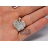 Womens Diamond Pave Concave Heart Love Pendant 14K Yellow Gold