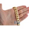 Mens Miami Cuban Link Chain Solid 10K Yellow Gold 14mm 30"