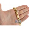 Mens Miami Cuban Link Chain Solid 10K Yellow Gold 9mm 30"