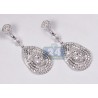 Womens Diamond Dangle Earrings 14K White Gold 15.02 ct 2.75"