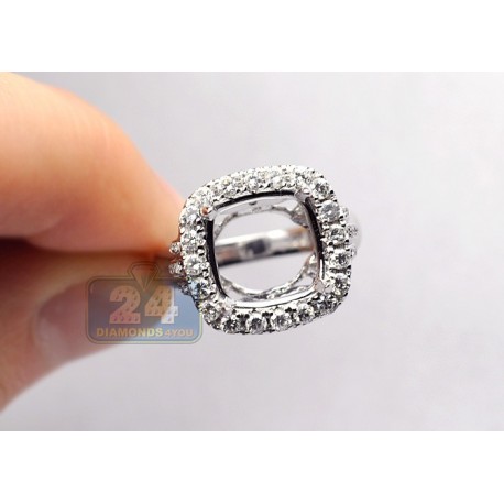 18K White Gold 1.06 ct Diamond Large Semi Mount Setting Ring