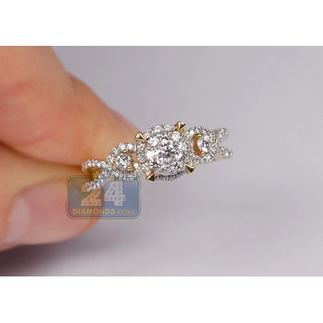 14K Yellow Gold 1.01 ct Diamond Womens Illusion Engagement Ring