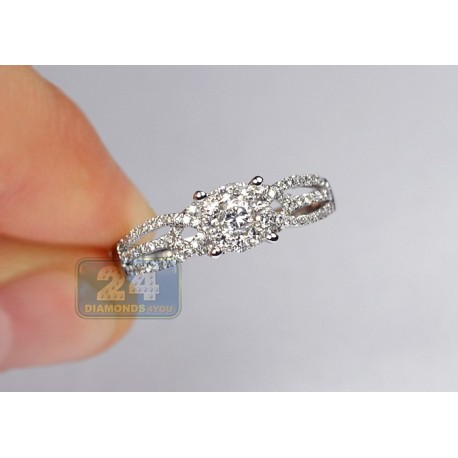 14K White Gold 0.54 ct Diamond Illusion Womens Openwork Engagement Ring