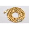 Solid 14K Yellow Gold Moon Cut Beaded Ball Mens Army Chain 3mm
