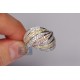 14K Three Tone Gold 2.01 ct Diamond Womens Wave Band Ring