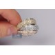 14K Three Tone Gold 3.06 ct Diamond Wide Triple Band Ring