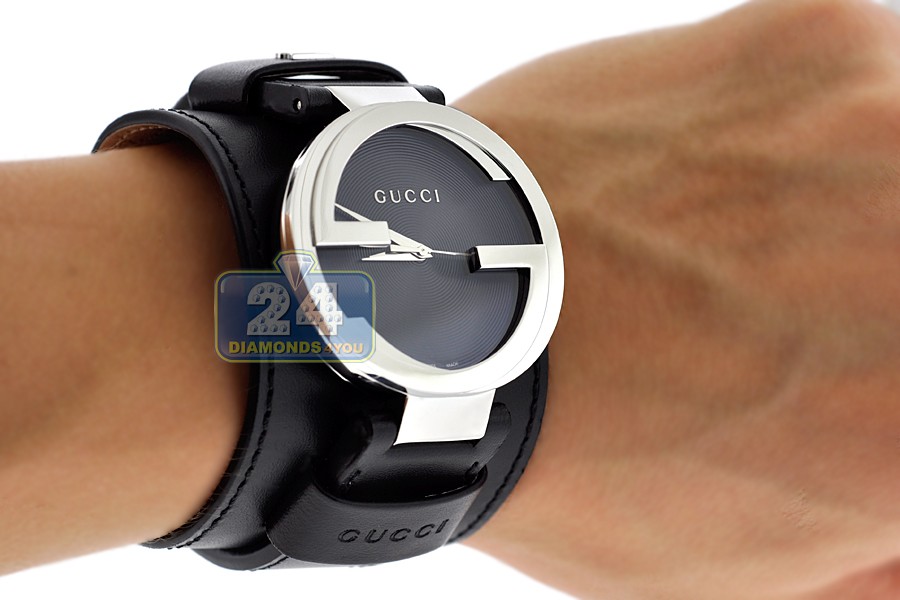 Gucci Interlocking Grammy Special Cuff Black Dial Watch YA133201