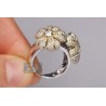 14K Two Tone Gold 3.54 ct Diamond 3 Flowers in 1 Womens Ring