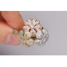 14K Three Tone Gold 3.54 ct Diamond 3-Flower Womens Ring