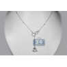 Womens Diamond Heart Y Shape Necklace 14K White Gold 16" 0.59ct