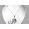 Womens Diamond Layered Freedom Pendant Necklace 14K White Gold