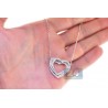 Womens Diamond Layered Heart Pendant Necklace 14K White Gold