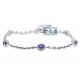 18K White Gold 3.74 ct Diamond Sapphire Station Womens Bracelet