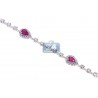 Womens Diamond Ruby Tennis Bracelet 18K White Gold 3.55 ct 7.25"
