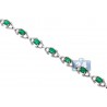 Womens Diamond Emerald Fancy Halo Bracelet 18K White Gold 5.59 ct