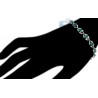 Womens Diamond Emerald Fancy Halo Bracelet 18K White Gold 5.59 ct
