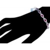 Womens Diamond Ruby Halo Bracelet 18K White Gold 6.35 ct 7mm 7"