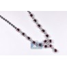 Womens Ruby Diamond Lariat Necklace 18K White Gold 8.39ct 18"