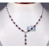 Womens Ruby Diamond Halo Lariat Y Shape Necklace 18K White Gold