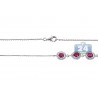 Womens Diamond Ruby Lariat Drop Necklace 18K White Gold 6.84ct