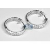 Womens Inside Out Diamond Round Hoop Earrings 1" 18K White Gold