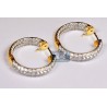 Womens Inside Out Diamond Round Hoop Earrings 1" 18K Yellow Gold