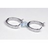 Womens Inside Out Diamond Oval Hoop Earrings 18K White Gold