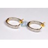 Womens Inside Out Diamond Oval Hoop Earrings 18K Yellow Gold