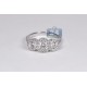 14K White Gold 2.19 ct 3 Stone Diamond Halo Engagement Ring