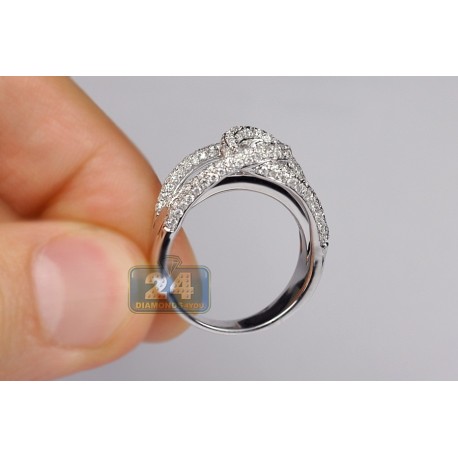 Womens 1.81 ct Diamond Double Link Ring 14K White Gold