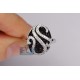 14K White Gold 1.28 ct Black Mixed Diamond Oval Swirl Ring