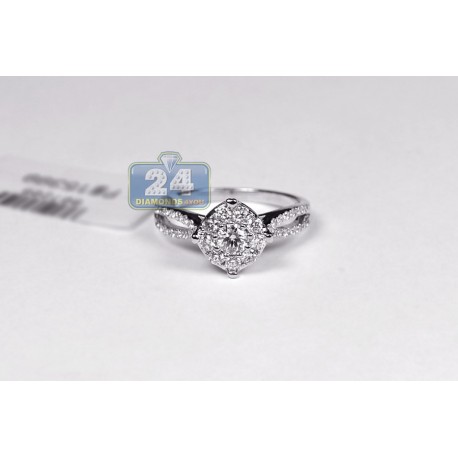 14K White Gold 0.62 ct Diamond Multistone Womens Engagement Ring
