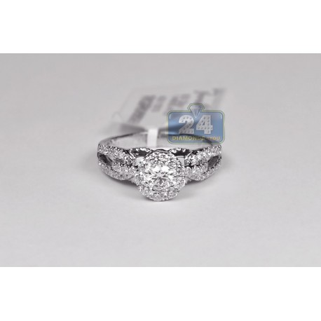 14K White Gold 1.32 ct Diamond Vintage Womens Engagement Ring