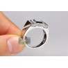 14K White Gold 1.06 ct Diamond Step Design Mens Rectangle Ring
