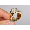 Mens Round Diamond Wide Signet Ring 14K Yellow Gold 2.64ct